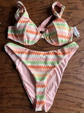 Dippin' Daisy's Pastel Chevron Bikini - Peach, Green, Orange, Pink